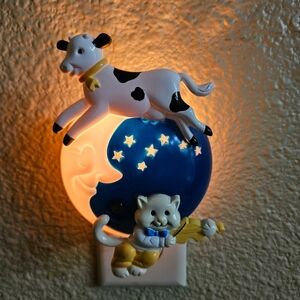 1992 Avon Mother Goose Hey Diddle Diddle Night Light VTG Kids Bedroom Nursery